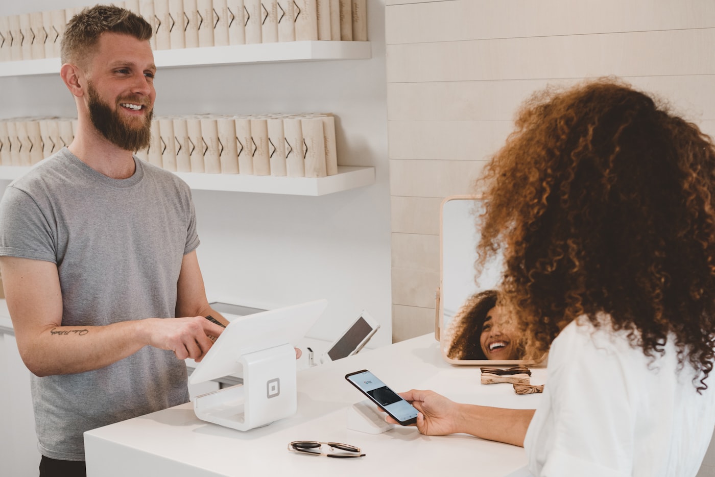Small business owner working